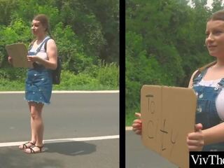 Erotic lesbian picks up captivating hitch hiker and fucks her adult clip films