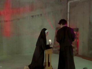 Roleplay Done Right As fabulous Redhead Nun Rides A Hard Wooden Dildo Under Rule Of inviting Priest